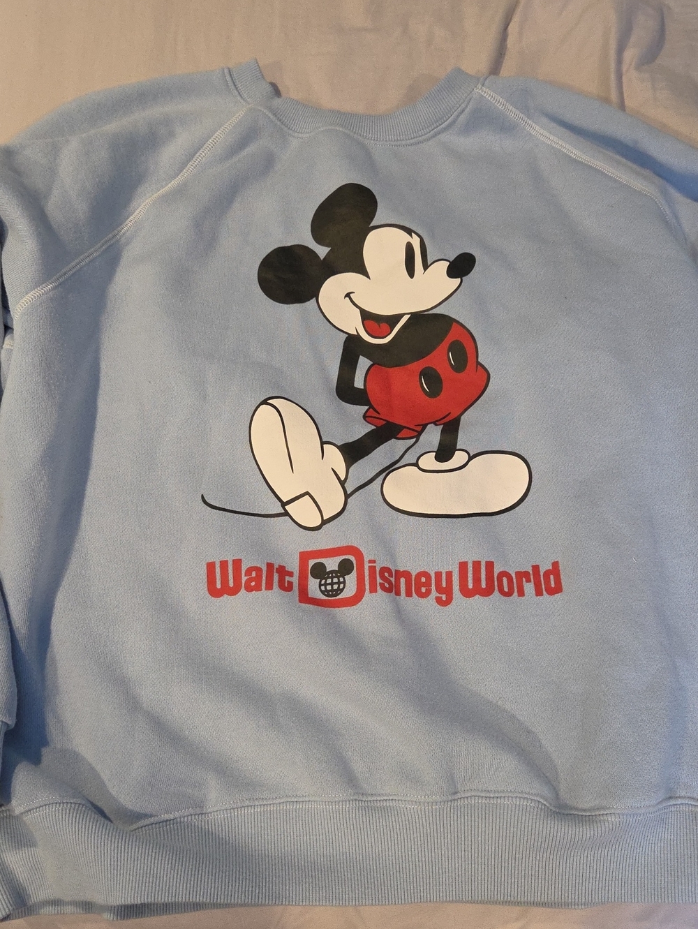 Disney Light Blue Mickey Graphic Pullover Sweatshirt